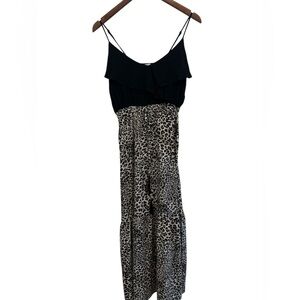 Pink Lily Medium Black and Cheetah Maxi Dress